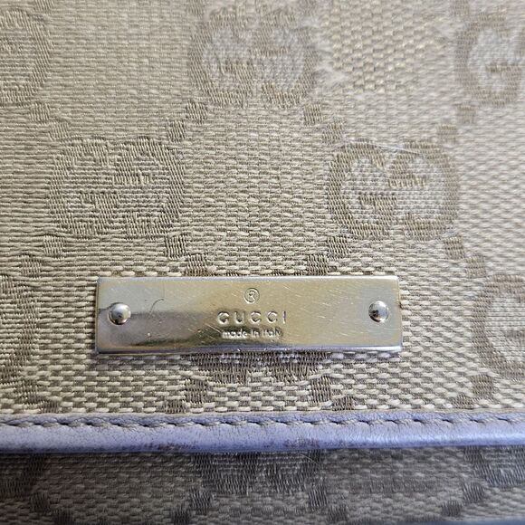 Gucci (Authentic) GG Monogram Canvas & Purple Leather Accent Long Vintage Wallet - Picture 6 of 11
